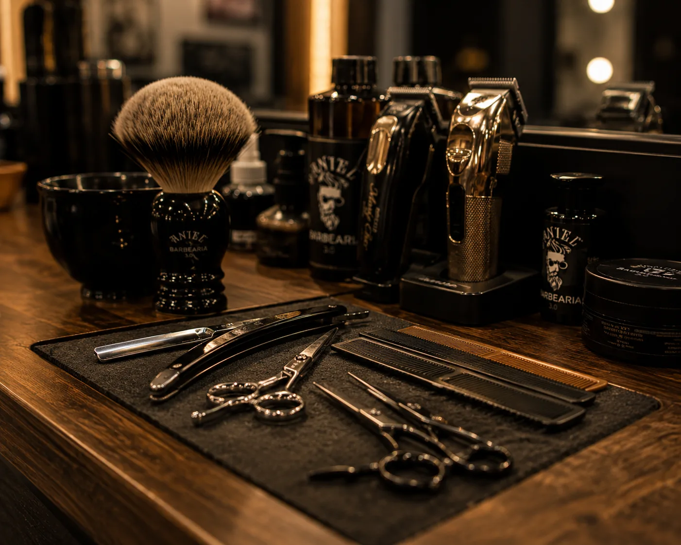 Ferramentas profissionais de barbearia